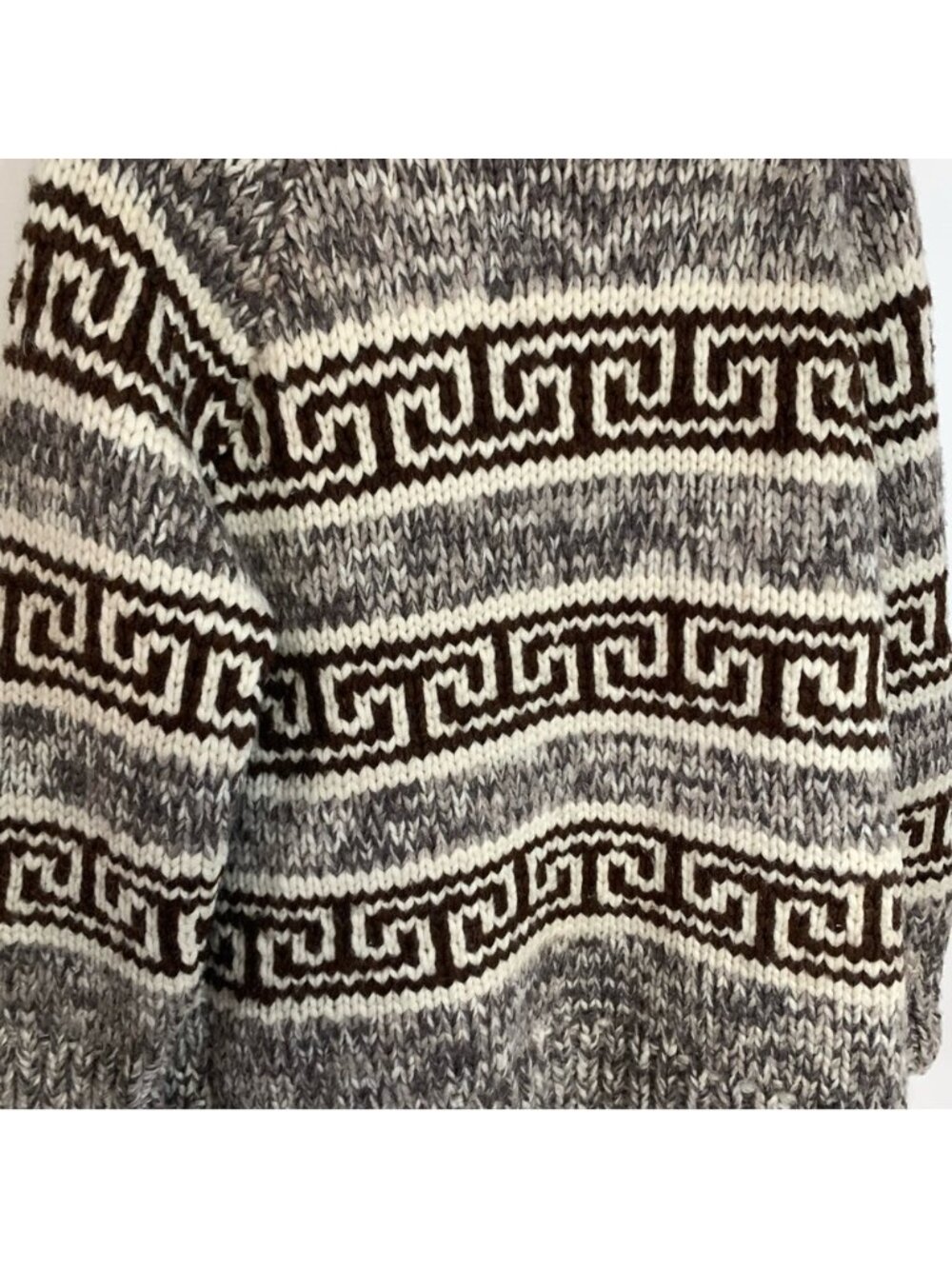 Cowichan Handmade Wool Sweater Jacket L - Picture 3 of 6